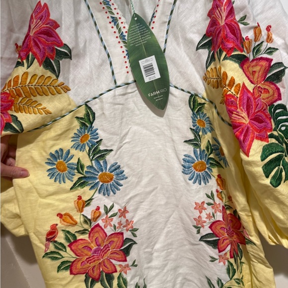 Farm Rio Bloom Garden embroidered linen maxi dress, Size L - Picture 8 of 14